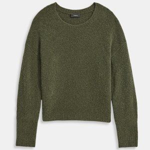 New Theory Crewneck Sweater in Camel Boucle